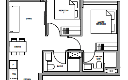 fourth-avenue-residences-floor-plan-2-bedroom-bp1b-singapore